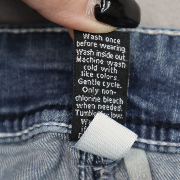 Casual Pants Womens 2 Blue Denim Flat Front Flare Stretch Pockets Jeans Bottoms - Picture 3 of 14